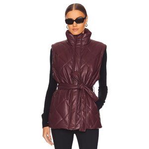 BLANKNYC Faux Leather Hot Shot (Burgundy) Puffer Belted Vest Size SMALL